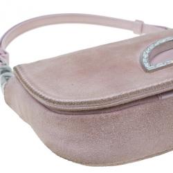 Pre Owned Dior Pink Suede Maris Pearl Shoulder Bag
