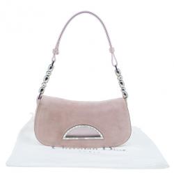 Pre Owned Dior Pink Suede Maris Pearl Shoulder Bag