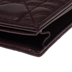 Pre Owned Dior Burgundy Leather Lady Dior Card Holder