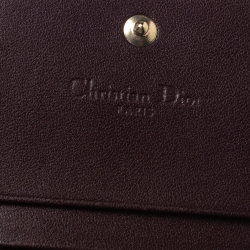 Pre Owned Dior Burgundy Leather Lady Dior Card Holder