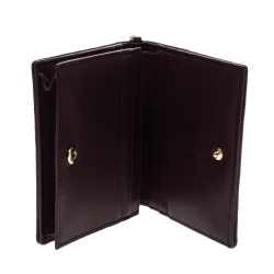 Pre Owned Dior Burgundy Leather Lady Dior Card Holder