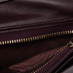 Pre Owned Dior Burgundy Leather Lady Dior Card Holder