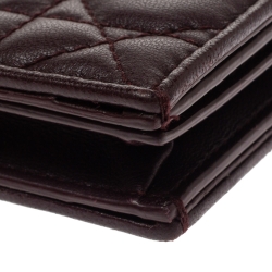 Pre Owned Dior Burgundy Leather Lady Dior Card Holder