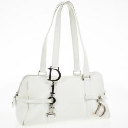 Pre Owned حقيبة ديور صغيرة جلد بيضاء