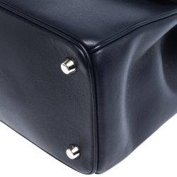 Pre Owned Dior Navy Blue Leather Small Be Dior Flap Top Handle Bag