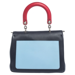 Pre Owned Dior Navy Blue Leather Small Be Dior Flap Top Handle Bag