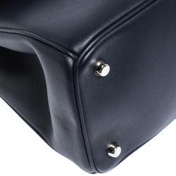 Pre Owned Dior Navy Blue Leather Small Be Dior Flap Top Handle Bag