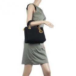 Pre Owned Christian Dior Black Microfiber Lady Dior