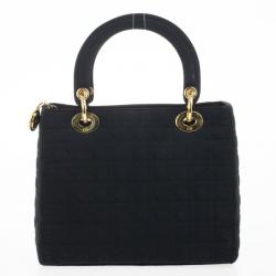 Pre Owned Christian Dior Black Microfiber Lady Dior