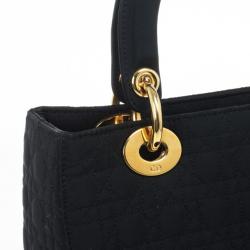 Pre Owned Christian Dior Black Microfiber Lady Dior