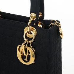 Pre Owned Christian Dior Black Microfiber Lady Dior