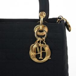 Pre Owned Christian Dior Black Microfiber Lady Dior