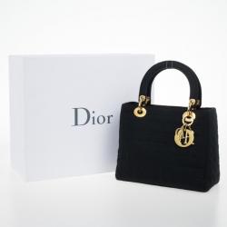 Pre Owned Christian Dior Black Microfiber Lady Dior