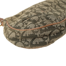 Pre Owned Dior Khaki Green Oblique Canvas Vintage Saddle Bag 