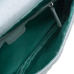 مملوكة مسبقًا Dior Metallic Silver Leather Cannage Midnight Clutch