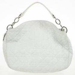 مملوكة مسبقًا Christian Dior White Quilted Leather Cannage Medium Lady Dior Hobo Bag