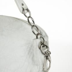مملوكة مسبقًا Christian Dior White Quilted Leather Cannage Medium Lady Dior Hobo Bag