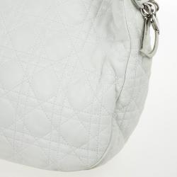 مملوكة مسبقًا Christian Dior White Quilted Leather Cannage Medium Lady Dior Hobo Bag