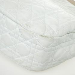 مملوكة مسبقًا Christian Dior White Quilted Leather Cannage Medium Lady Dior Hobo Bag