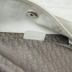 مملوكة مسبقًا Christian Dior White Quilted Leather Cannage Medium Lady Dior Hobo Bag