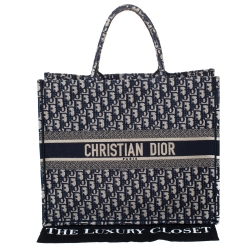 مملوكة مسبقًا حقيبة يد ديور توال دو جوي بوك كانفاس مطرزة زرقاء/ بيج