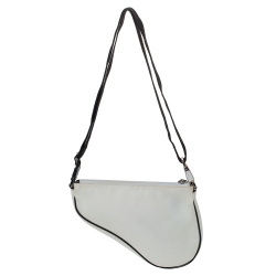 Pre Owned Dior White/Black Nylon and Mesh Saddle Bag