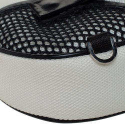 Pre Owned Dior White/Black Nylon and Mesh Saddle Bag