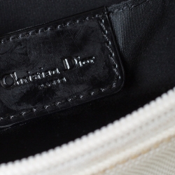 Pre Owned Dior White/Black Nylon and Mesh Saddle Bag