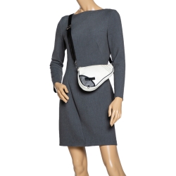 Pre Owned Dior White/Black Nylon and Mesh Saddle Bag