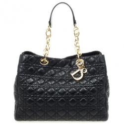 مملوكة مسبقًا Christian Dior Black Cannage Soft Large Shopping Tote