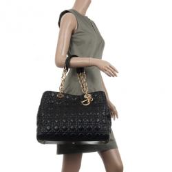 مملوكة مسبقًا Christian Dior Black Cannage Soft Large Shopping Tote