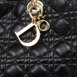 مملوكة مسبقًا Christian Dior Black Cannage Soft Large Shopping Tote