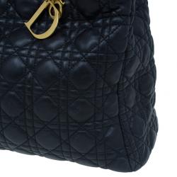 مملوكة مس بقًا Dior Black Lambskin Soft Lady Dior Tote