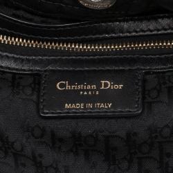 Pre Owned Christian Dior Black Cannage Quilted Coated Canvas Panarea Medium Tote Bag