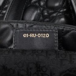 Pre Owned Christian Dior Black Cannage Quilted Coated Canvas Panarea Medium Tote Bag