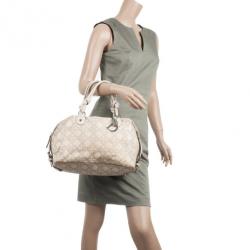 مملوكة مسبقًا Dior Cream Cherie Cannage Printed Canvas Zip Bag