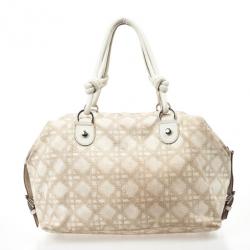 مملوكة مسبقًا Dior Cream Cherie Cannage Printed Canvas Zip Bag