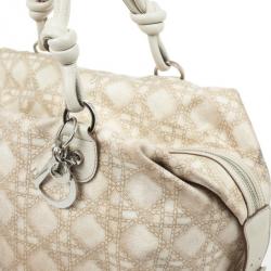 مملوكة مسبقًا Dior Cream Cherie Cannage Printed Canvas Zip Bag