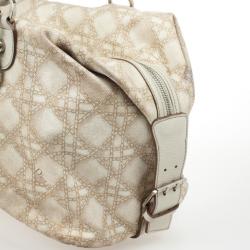 مملوكة مسبقًا Dior Cream Cherie Cannage Printed Canvas Zip Bag