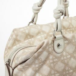 مملوكة مسبقًا Dior Cream Cherie Cannage Printed Canvas Zip Bag