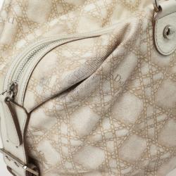 مملوكة مسبقًا Dior Cream Cherie Cannage Printed Canvas Zip Bag