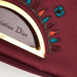 Pre Owned Dior Pink Sateen 'Maris Pearl' Embroidered Shoulder bag