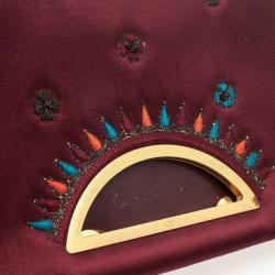 Pre Owned Dior Pink Sateen 'Maris Pearl' Embroidered Shoulder bag