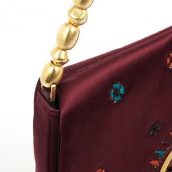 Pre Owned Dior Pink Sateen 'Maris Pearl' Embroidered Shoulder bag