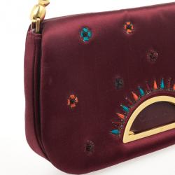 Pre Owned Dior Pink Sateen 'Maris Pearl' Embroidered Shoulder bag