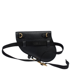 Pre Owned Dior Black Leather Saddle Belt Bag