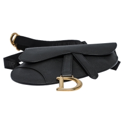 Pre Owned Dior Black Leather Saddle Belt Bag