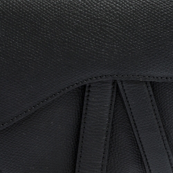 Pre Owned Dior Black Leather Saddle Belt Bag