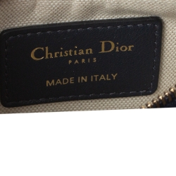 Pre Owned Dior Blue/White Oblique Canvas and Leather Saddle Crossbody Bag