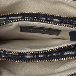Pre Owned Dior Blue/White Oblique Canvas and Leather Saddle Crossbody Bag